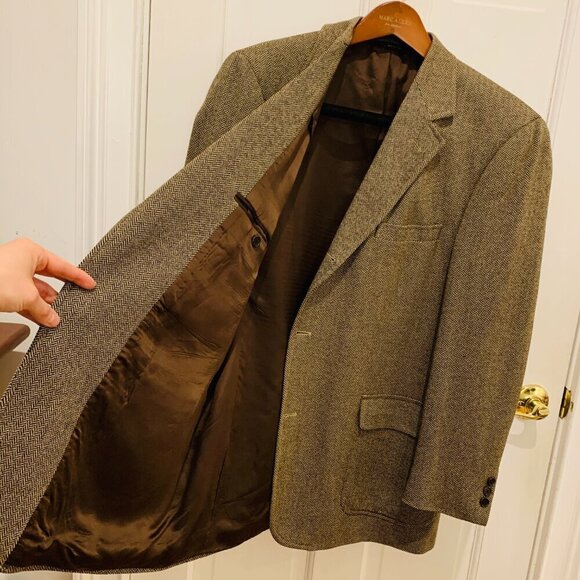VTG 42 R Brooks Brothers " Brooks Tweed " Brown Speckled Herringbone Made USA - Picture 4 of 16